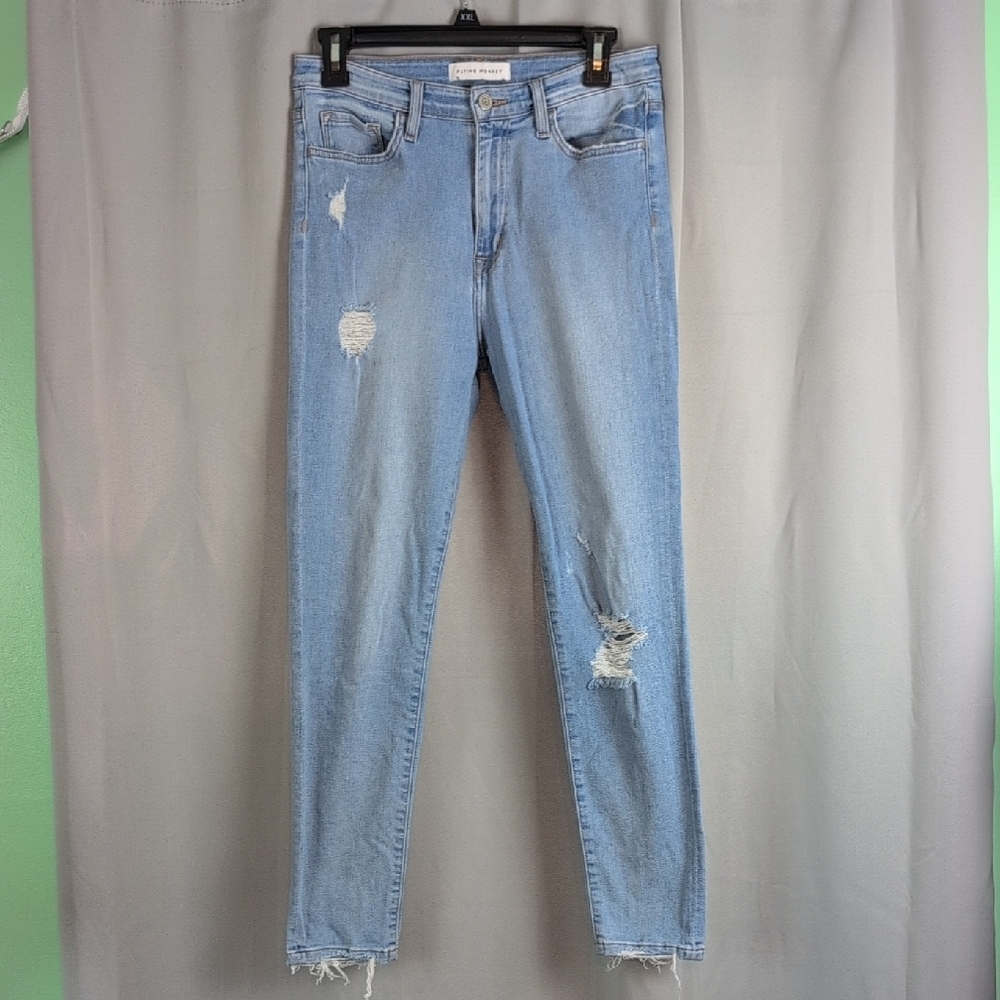 Flying Monkey Light Wash Distressed Skinny Jeans